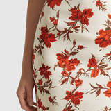 Floral pencil skirt in red